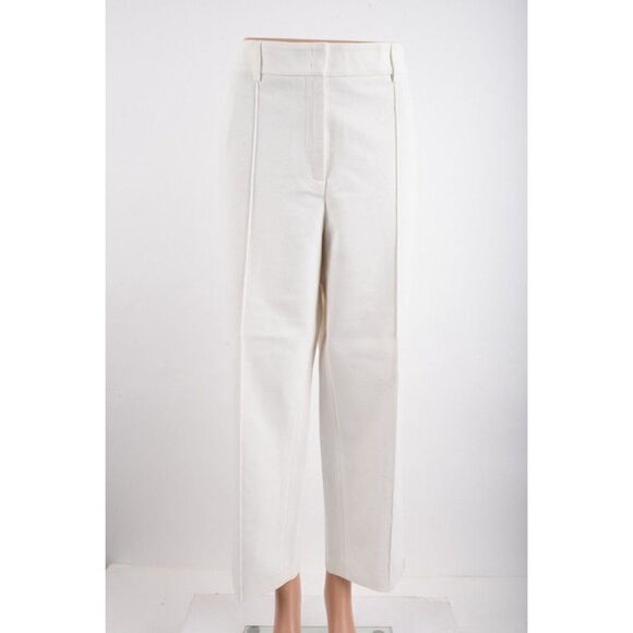 Akris Punto Womens Ferry Pants Trousers Cream Red Side Stripe EU 46 US 14 NWT - Picture 1 of 7